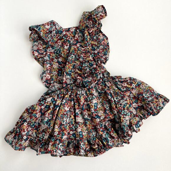 Numi Kids Liberty Floral Pinafore - Red Aqua Yellow White Pink - 12/24M - Picture 3 of 10
